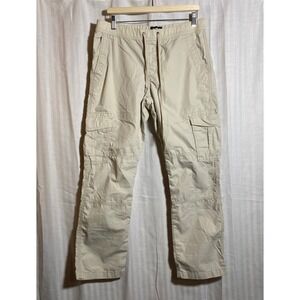 Express Mens Classic Cargo Pants Tan Khaki Elastic Drawstring Waist M Normcore